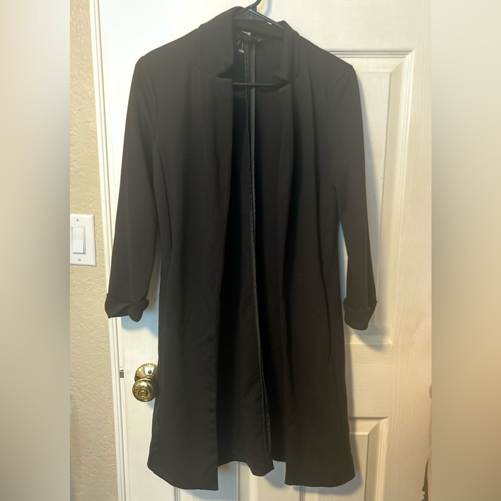 Elegant Black Open Front Blazer